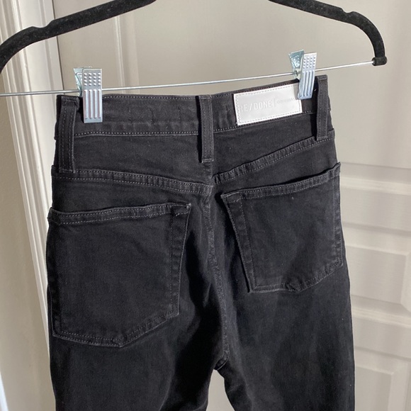 RE/DONE High Rise Ankle Crop Black Destroy Jeans Size 23 - Picture 8 of 9